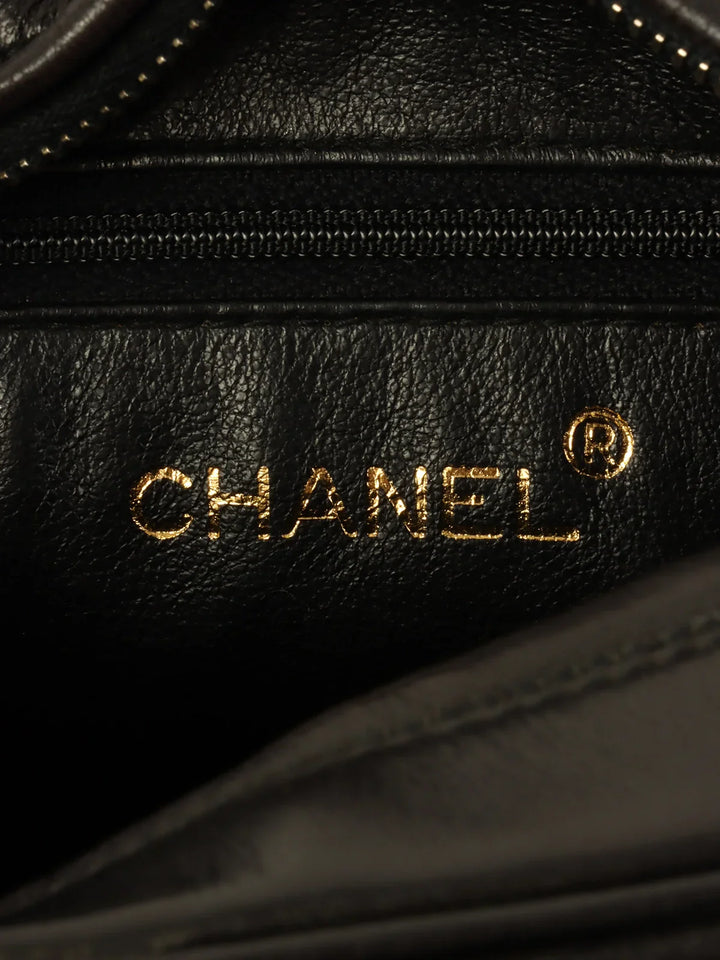 Chanel Around 1995 Made Triple Cc Mark Stitch Tassel Chain Shoulder Bag Black