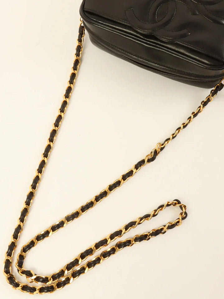 Chanel Around 1995 Made Triple Cc Mark Stitch Tassel Chain Shoulder Bag Black