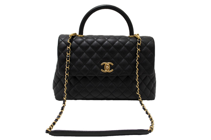 Top Quality Chanel Black Quilted Caviar Leather Maxi Flap Bag with Top Handle Bag