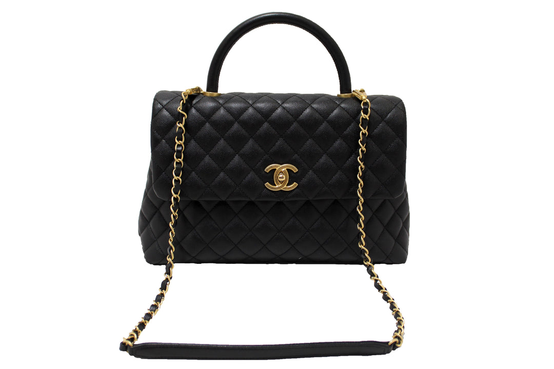 Top Quality Chanel Black Quilted Caviar Leather Maxi Flap Bag with Top Handle Bag