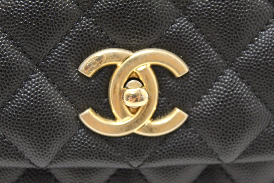 Top Quality Chanel Black Quilted Caviar Leather Maxi Flap Bag with Top Handle Bag