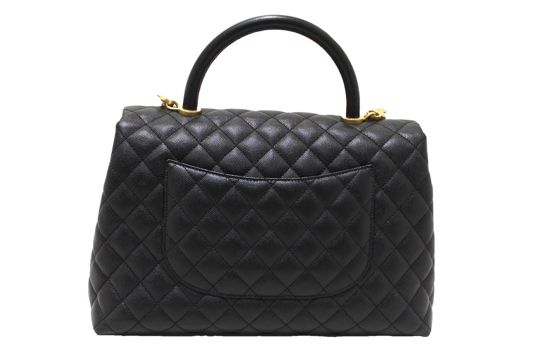 Top Quality Chanel Black Quilted Caviar Leather Maxi Flap Bag with Top Handle Bag