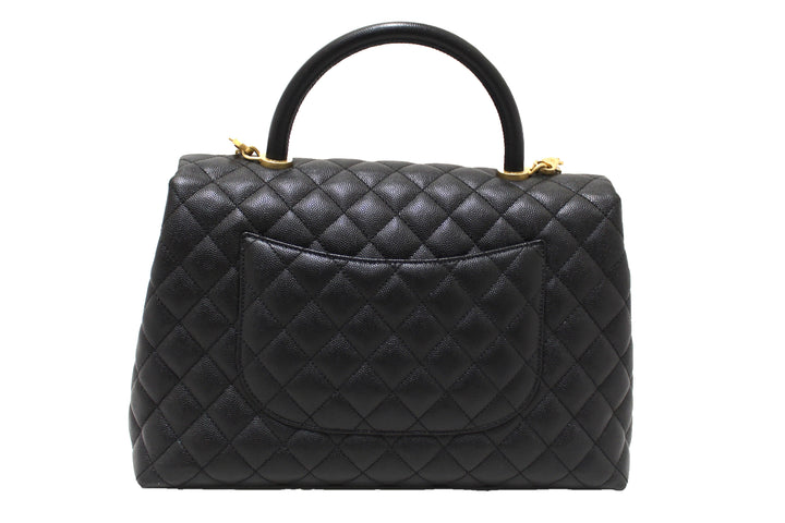 Top Quality Chanel Black Quilted Caviar Leather Maxi Flap Bag with Top Handle Bag