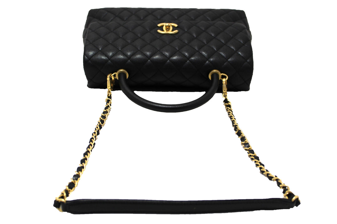 Top Quality Chanel Black Quilted Caviar Leather Maxi Flap Bag with Top Handle Bag