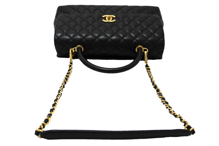 Top Quality Chanel Black Quilted Caviar Leather Maxi Flap Bag with Top Handle Bag