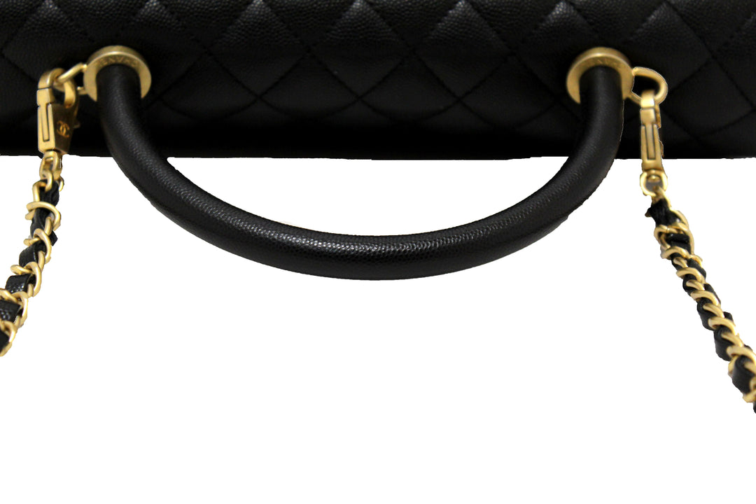 Top Quality Chanel Black Quilted Caviar Leather Maxi Flap Bag with Top Handle Bag