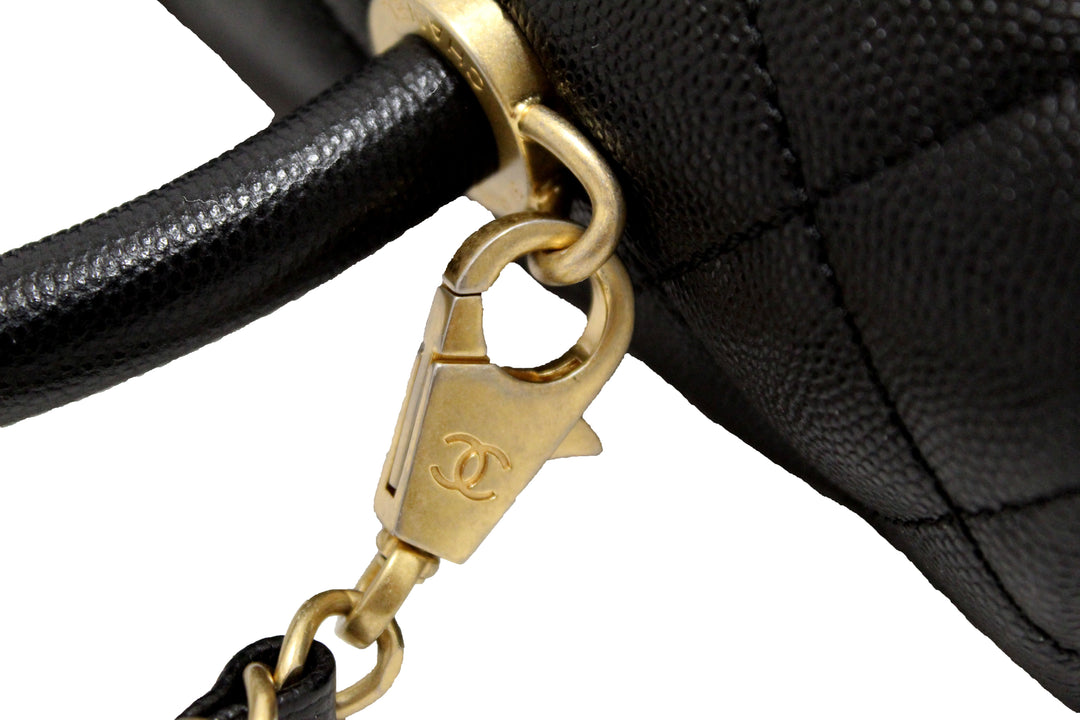 Top Quality Chanel Black Quilted Caviar Leather Maxi Flap Bag with Top Handle Bag
