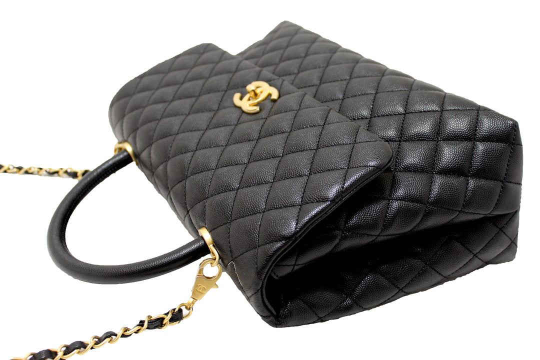 Top Quality Chanel Black Quilted Caviar Leather Maxi Flap Bag with Top Handle Bag