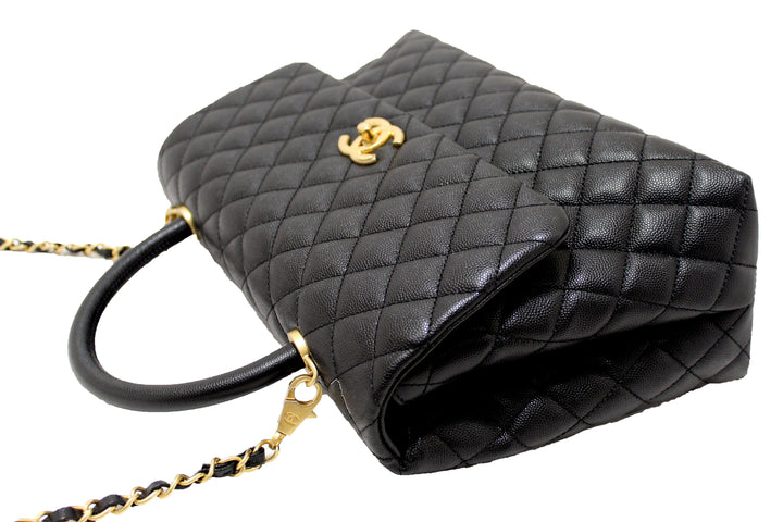 Top Quality Chanel Black Quilted Caviar Leather Maxi Flap Bag with Top Handle Bag