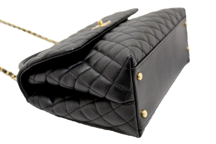 Top Quality Chanel Black Quilted Caviar Leather Maxi Flap Bag with Top Handle Bag
