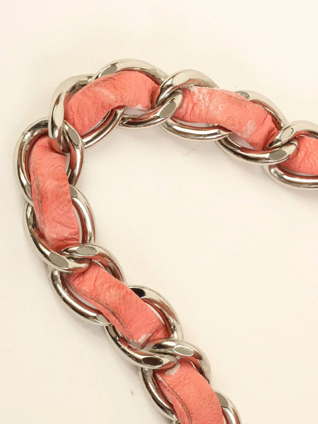 Chanel Around 2010 Made Linen Leather Combination Turn-Lock Chain Bag Pink/Beige
