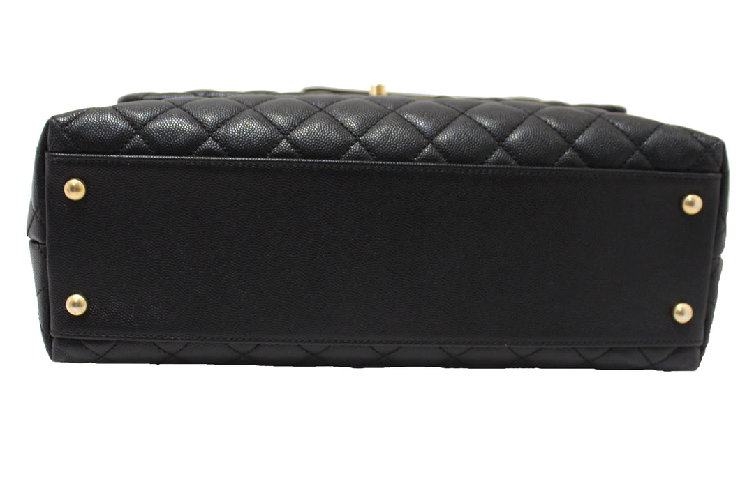 Top Quality Chanel Black Quilted Caviar Leather Maxi Flap Bag with Top Handle Bag