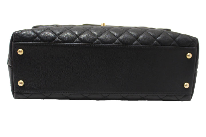 Top Quality Chanel Black Quilted Caviar Leather Maxi Flap Bag with Top Handle Bag