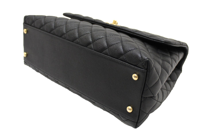 Top Quality Chanel Black Quilted Caviar Leather Maxi Flap Bag with Top Handle Bag
