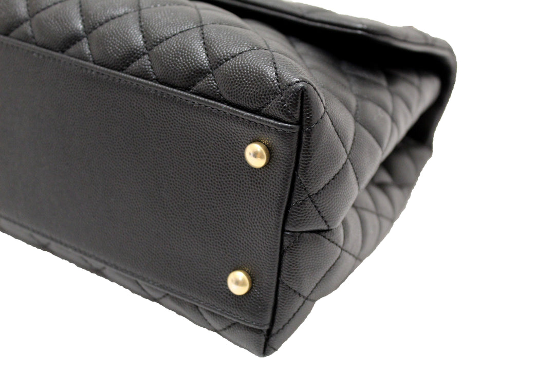 Top Quality Chanel Black Quilted Caviar Leather Maxi Flap Bag with Top Handle Bag