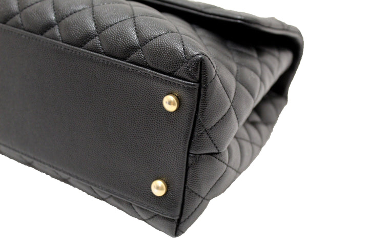 Top Quality Chanel Black Quilted Caviar Leather Maxi Flap Bag with Top Handle Bag