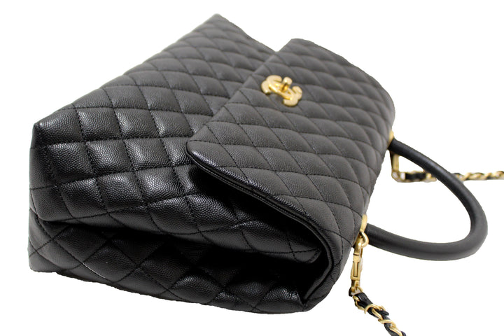 Top Quality Chanel Black Quilted Caviar Leather Maxi Flap Bag with Top Handle Bag