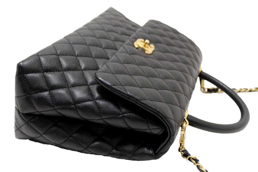 Top Quality Chanel Black Quilted Caviar Leather Maxi Flap Bag with Top Handle Bag