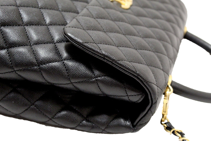 Top Quality Chanel Black Quilted Caviar Leather Maxi Flap Bag with Top Handle Bag