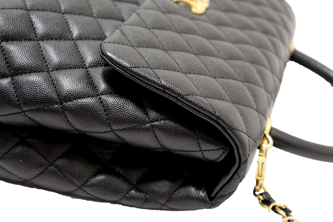 Top Quality Chanel Black Quilted Caviar Leather Maxi Flap Bag with Top Handle Bag