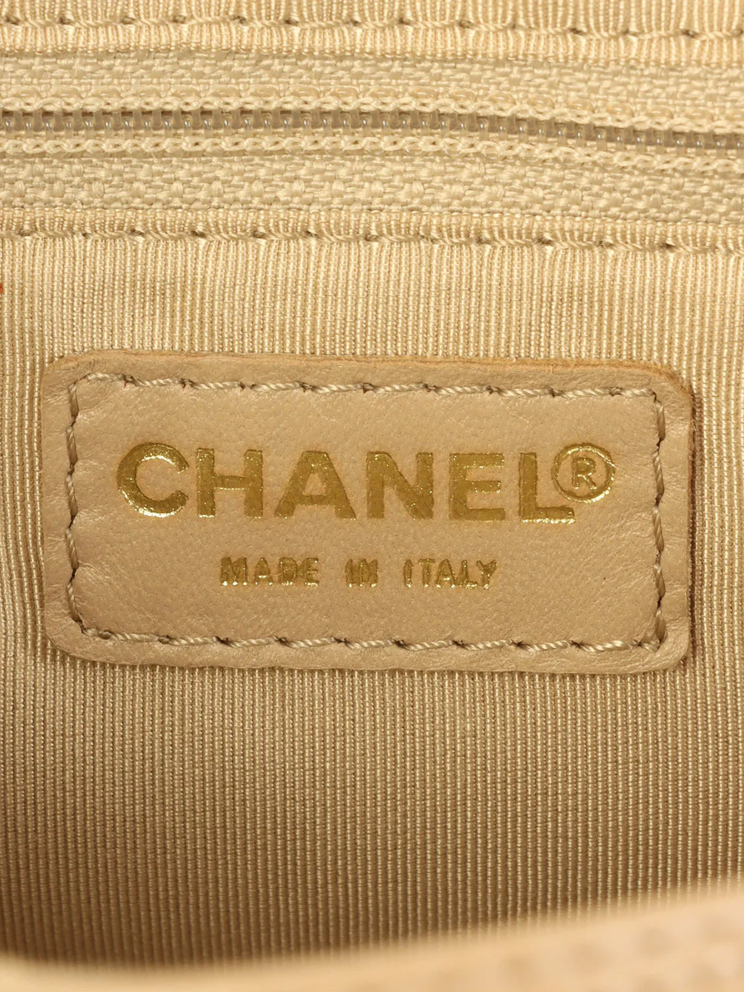 Chanel Around 2001 Made Caviar Skin Cc Mark Stitch Chain Tote Bag Greige