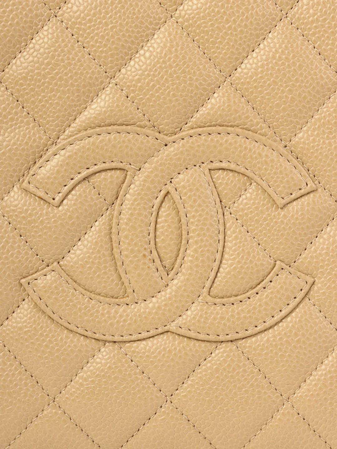 Chanel Around 2001 Made Caviar Skin Cc Mark Stitch Chain Tote Bag Greige