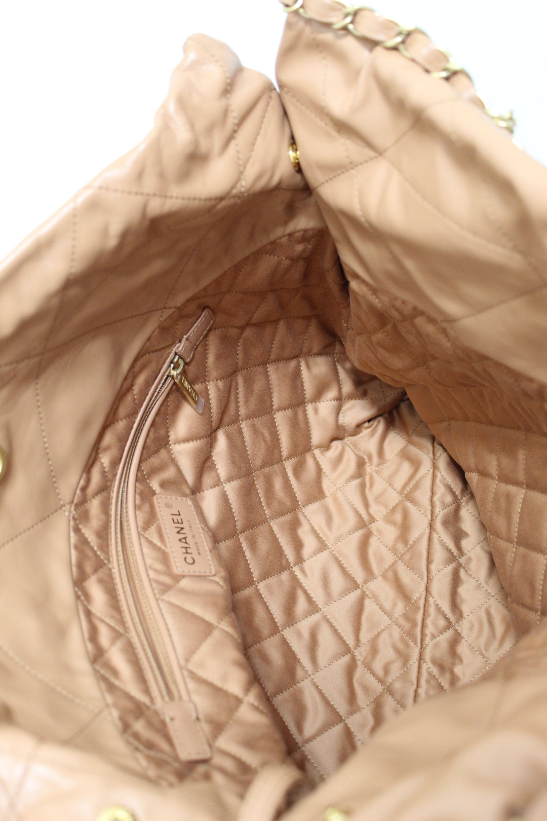 New Top Quality Chanel 22 Camel Shiny Calfskin Leather Shoulder Tote Bag