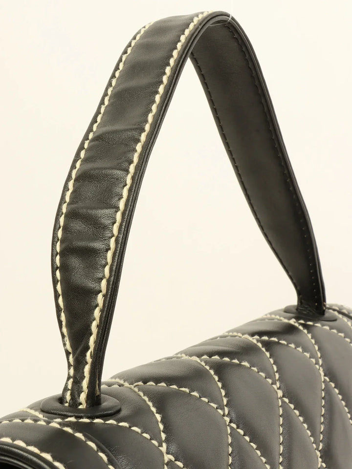 Chanel Around 2004 Made Wild Stitch Turn-Lock Top Handle Bag Black