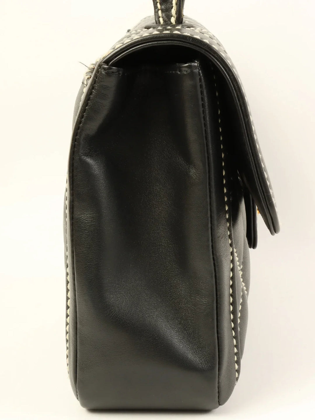 Chanel Around 2004 Made Wild Stitch Turn-Lock Top Handle Bag Black