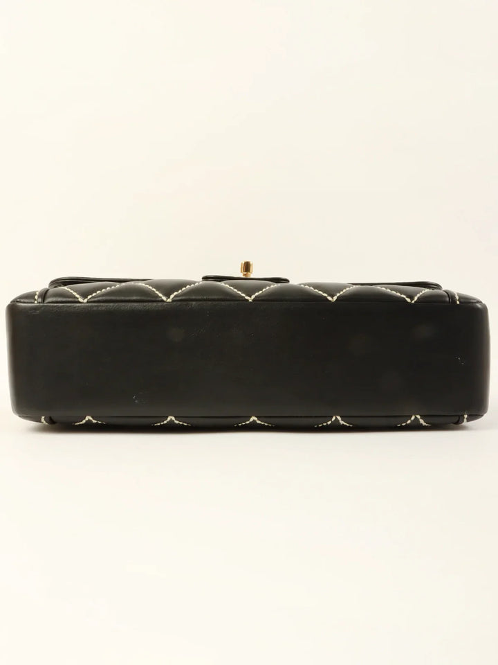 Chanel Around 2004 Made Wild Stitch Turn-Lock Top Handle Bag Black