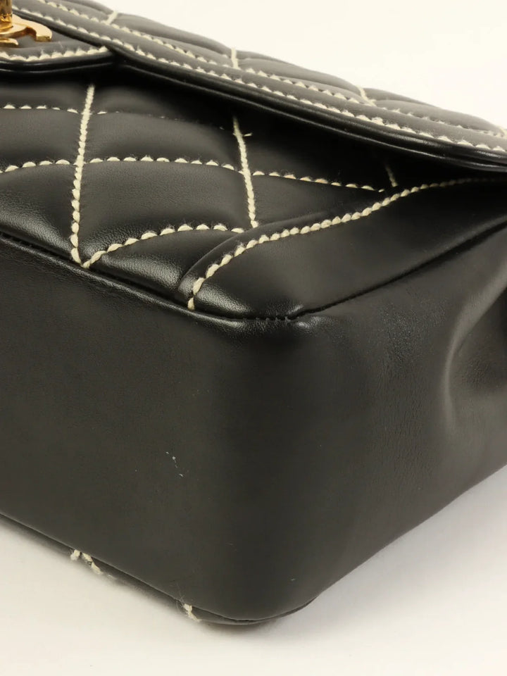 Chanel Around 2004 Made Wild Stitch Turn-Lock Top Handle Bag Black
