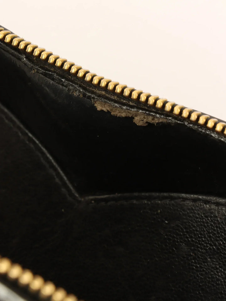 Chanel Around 1995 Made Patent Heart Cc Mark Stitch Vanity Black/White