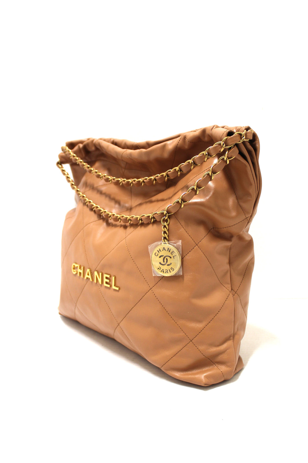 New Top Quality Chanel 22 Camel Shiny Calfskin Leather Shoulder Tote Bag