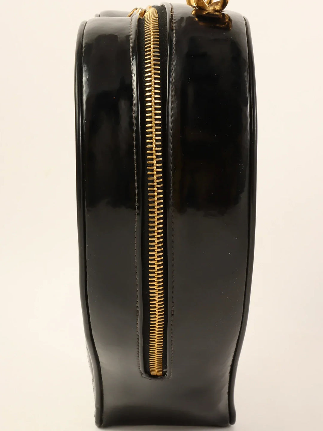 Chanel Around 1995 Made Patent Heart Cc Mark Stitch Vanity Black/White