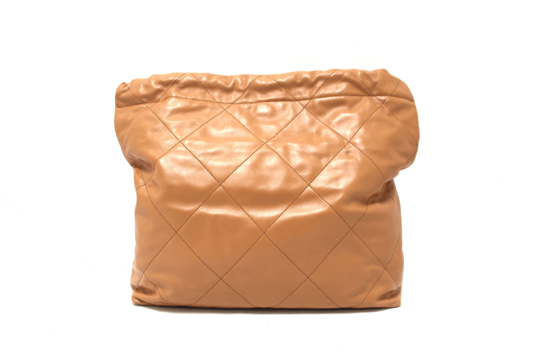 New Top Quality Chanel 22 Camel Shiny Calfskin Leather Shoulder Tote Bag