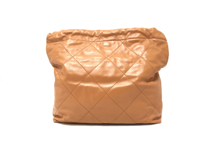 New Top Quality Chanel 22 Camel Shiny Calfskin Leather Shoulder Tote Bag