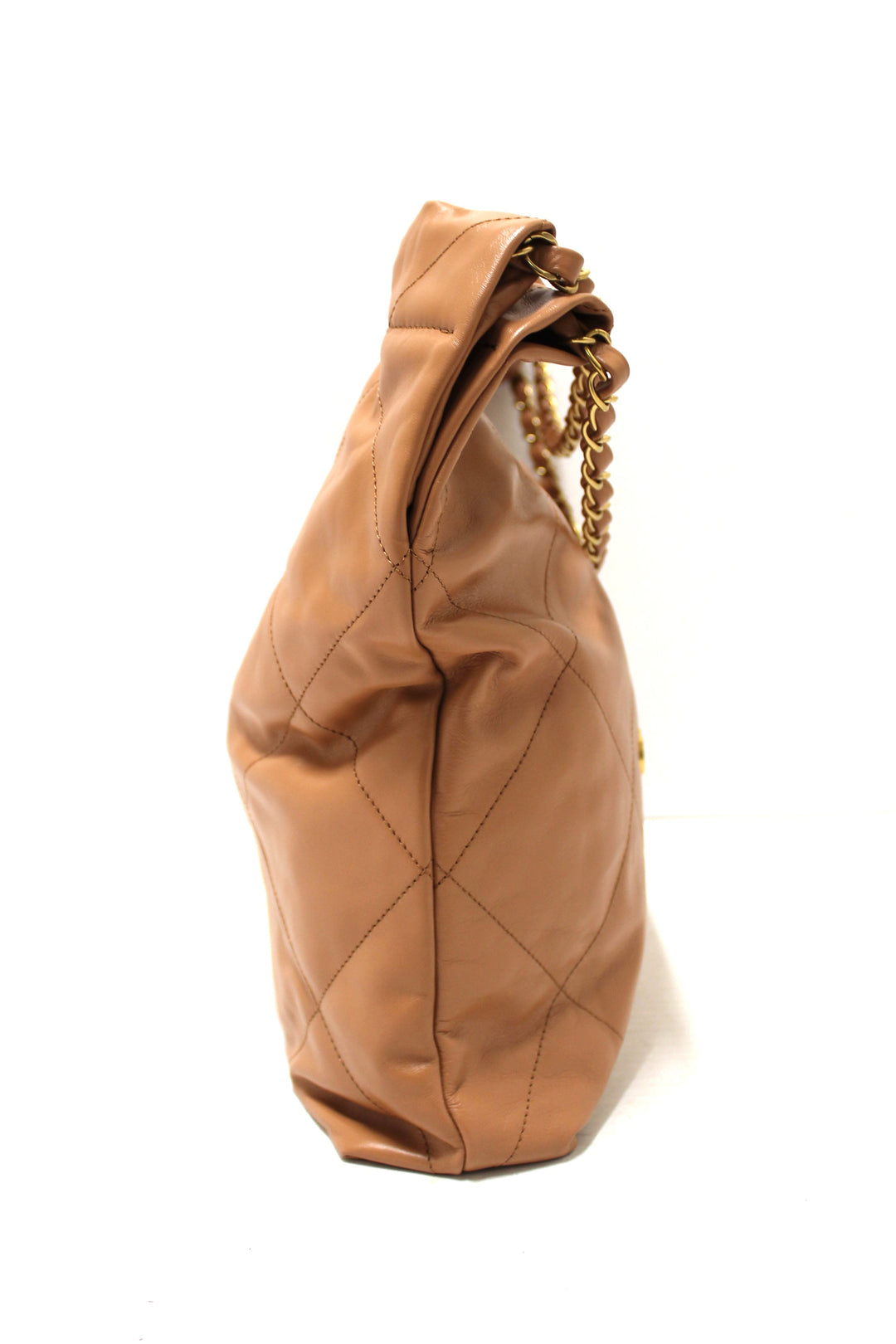 New Top Quality Chanel 22 Camel Shiny Calfskin Leather Shoulder Tote Bag