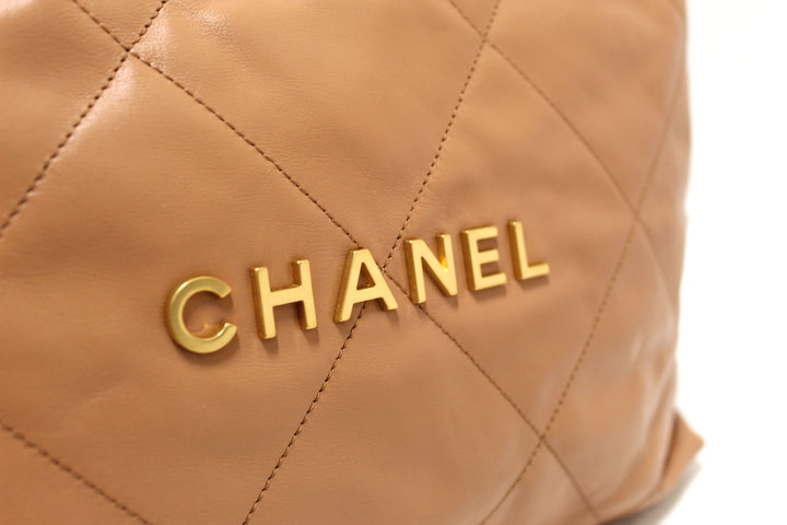 New Top Quality Chanel 22 Camel Shiny Calfskin Leather Shoulder Tote Bag