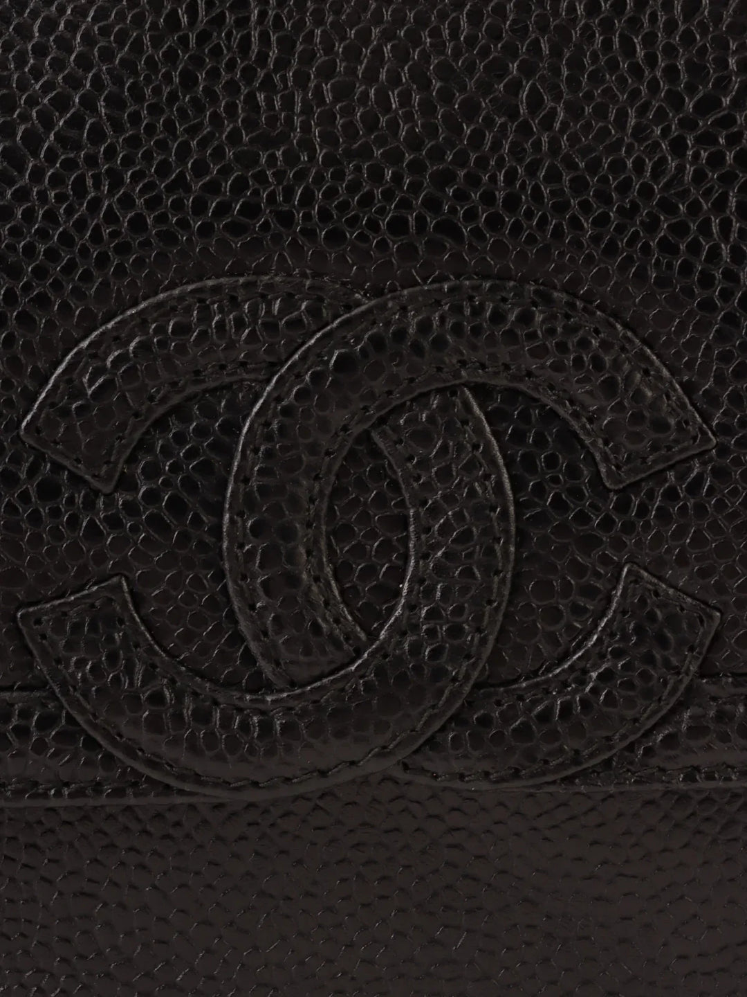 Chanel Around 1992 Made Caviar Skin Cc Mark Stitch Ball Charm Bijoux Chain Bag Black