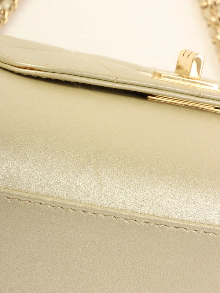 Chanel Around 2001 Made Chocolate Bar 2.55 Mini Chain Bag Champagne Gold