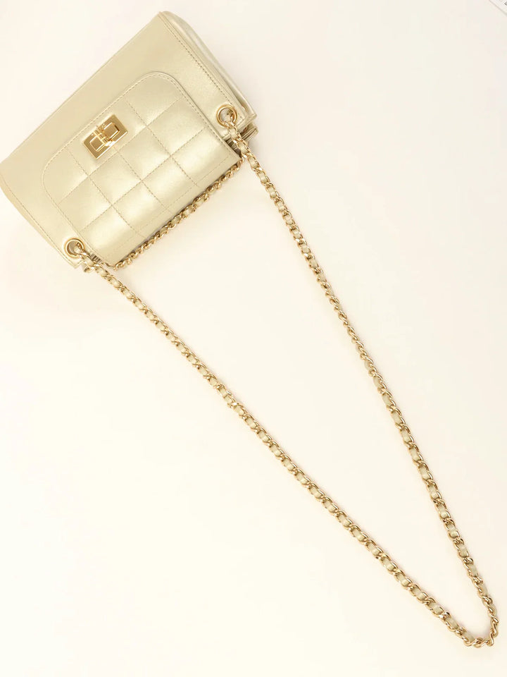 Chanel Around 2001 Made Chocolate Bar 2.55 Mini Chain Bag Champagne Gold
