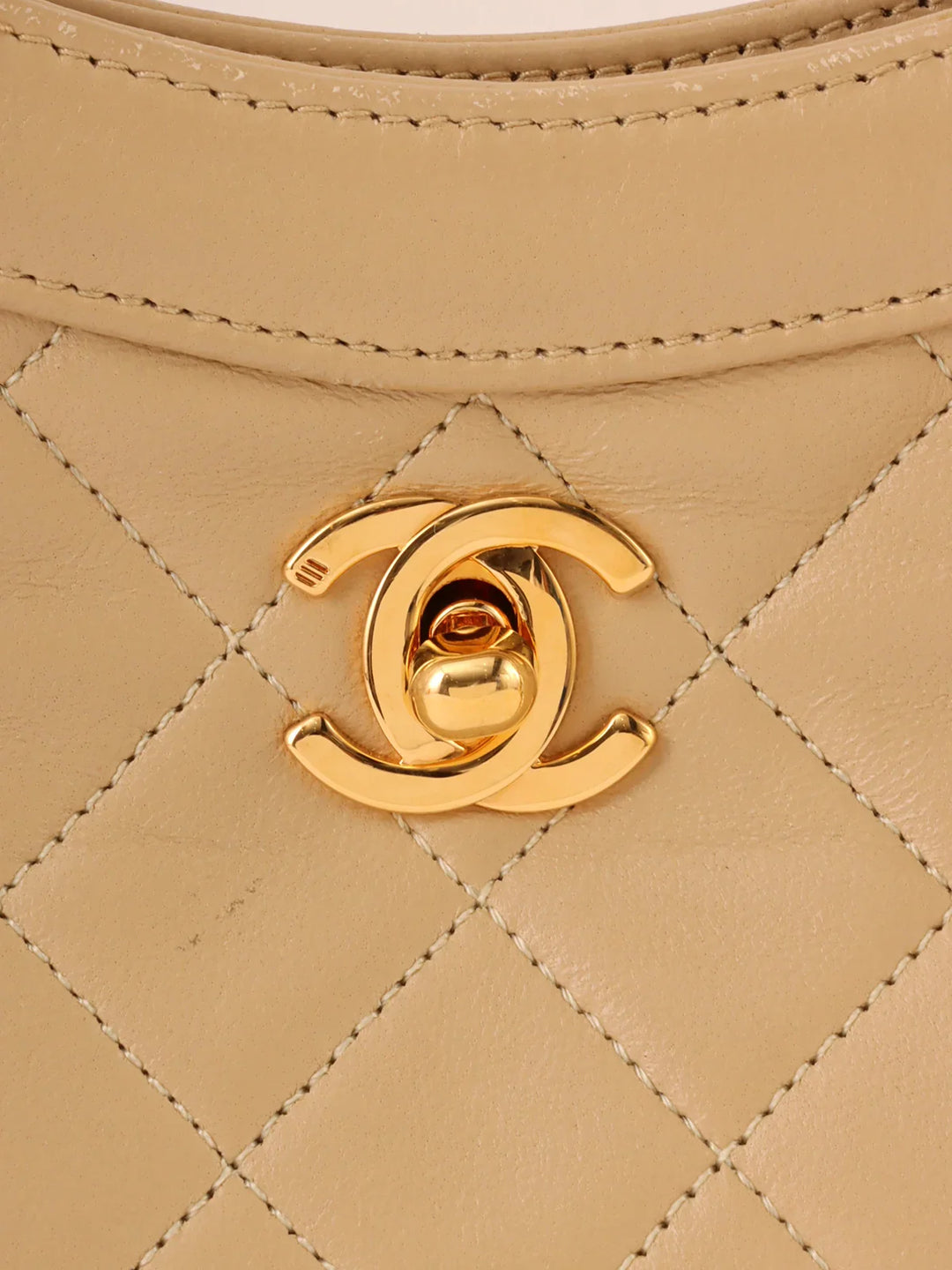 Chanel Around 1990 Made Turn-Lock 2Way Chain Bag Mini Beige