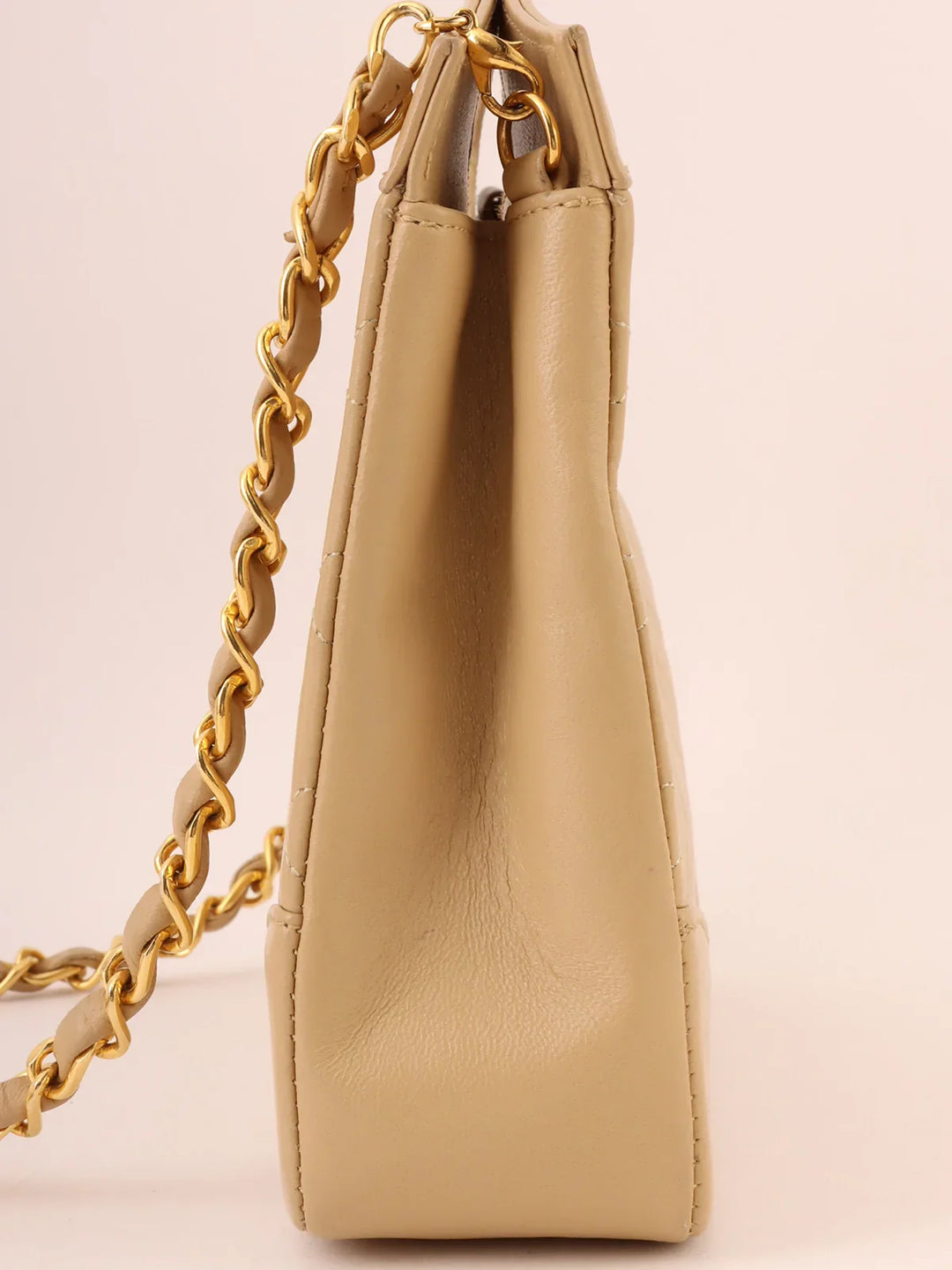 Chanel Around 1990 Made Turn-Lock 2Way Chain Bag Mini Beige