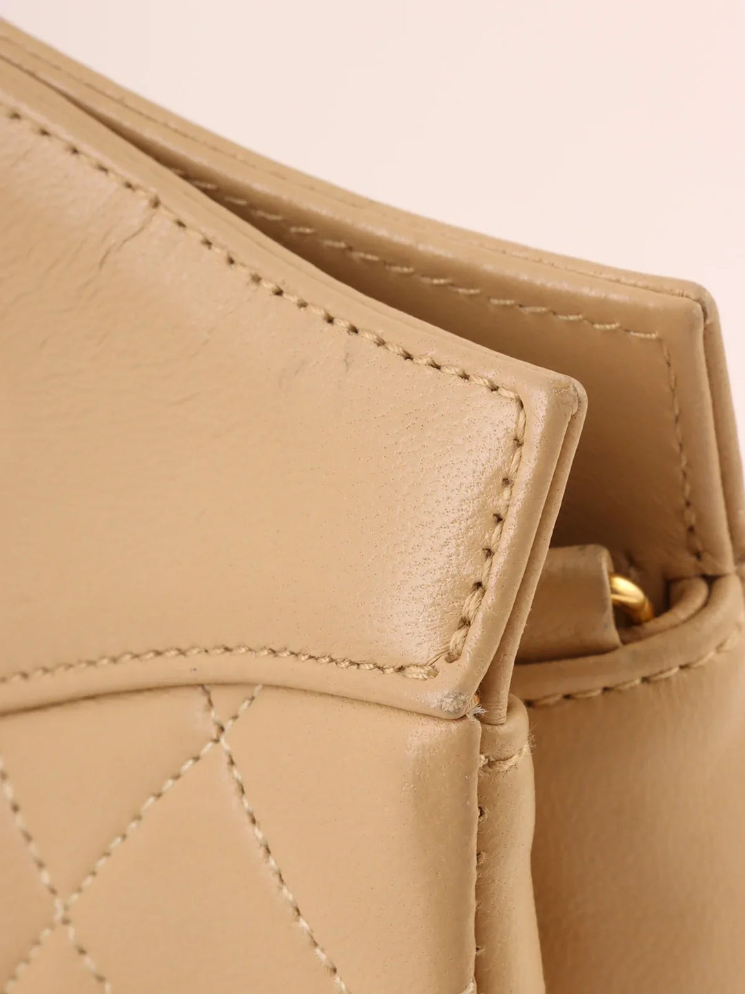 Chanel Around 1990 Made Turn-Lock 2Way Chain Bag Mini Beige