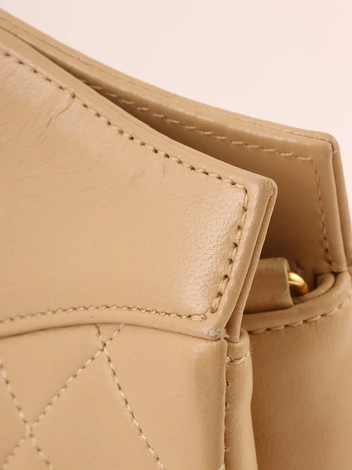 Chanel Around 1990 Made Turn-Lock 2Way Chain Bag Mini Beige