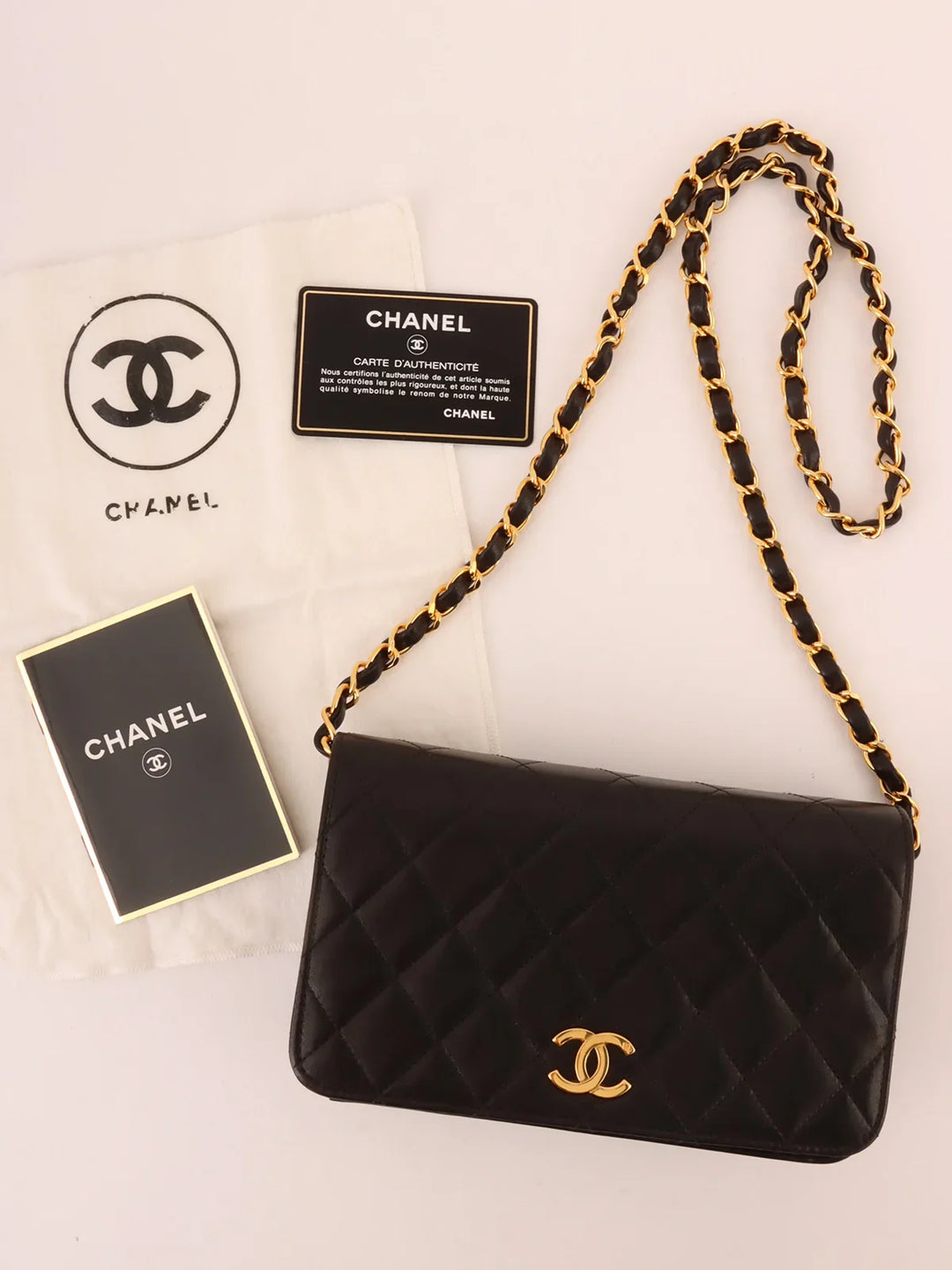 Chanel Around 1995 Made Full New Cc Mark Plate Chain Bag Mini Black