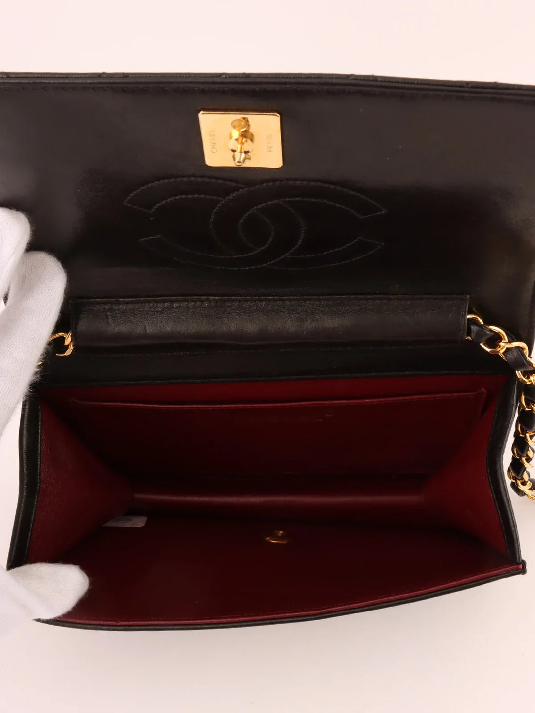 Chanel Around 1995 Made Full New Cc Mark Plate Chain Bag Mini Black