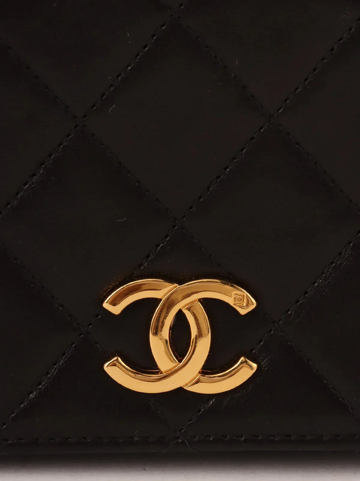 Chanel Around 1995 Made Full New Cc Mark Plate Chain Bag Mini Black