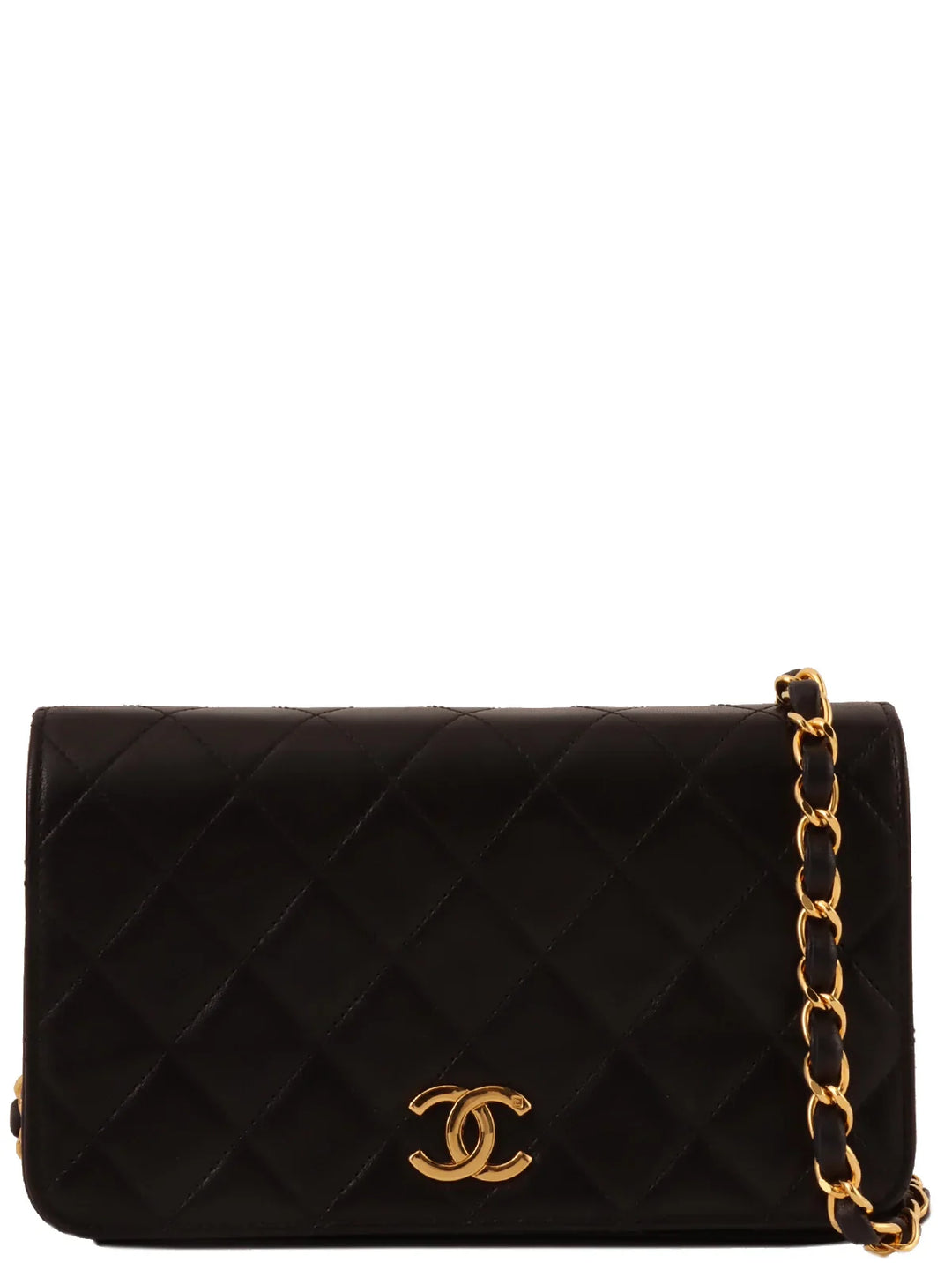 Chanel Around 1995 Made Full New Cc Mark Plate Chain Bag Mini Black