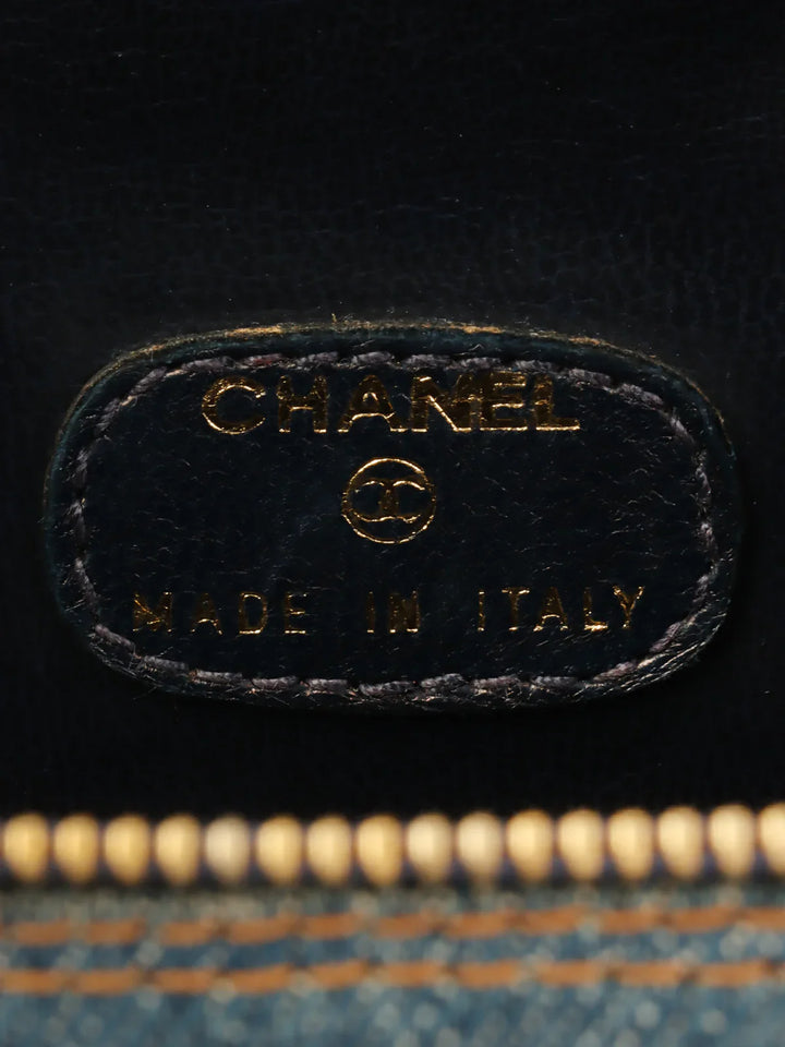 Chanel Around 1997 Made Denim Cc Mark Stitch Vanity Indigo
